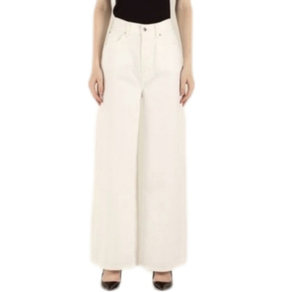 Etica NWT Women's Stanton Relaxed Wide Leg Natural‎ White Cream Button Fly Jeans